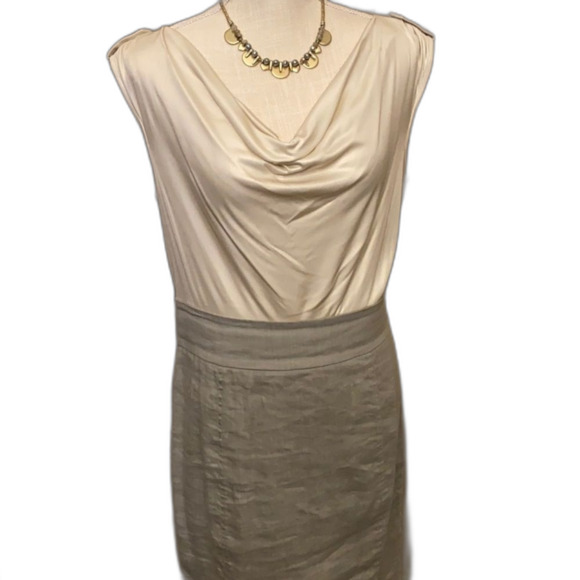 IISLI New York Champagne/Grey Linen blend dress Women’s Size 10 - Picture 1 of 7